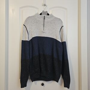 Point Zero Black Label 3/4 Zip Sweater  Men's Navy Charcoal Sz XL